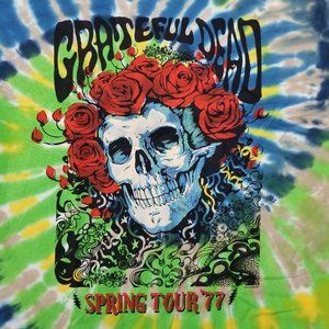Grateful Dead Spiral Tie Dye Spring Tour '77 Bertha Roses Licensed Band Merch